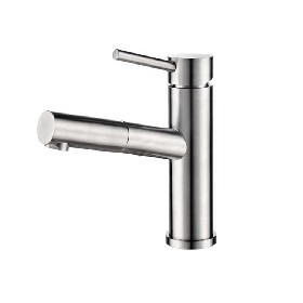 304 stainless steel single Hole brushed Pull out basin faucet
