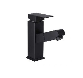 304 stainless steel high black Pull out basin faucet