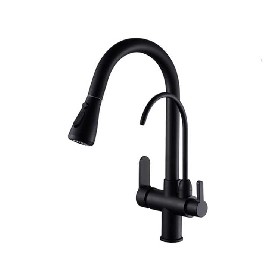 304 stainless steel hot and cold double handle black Filter faucet