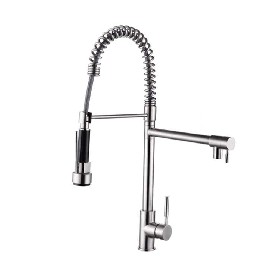 Deck mounted 304 stainless steel brushed Pull out kitchen mixer
