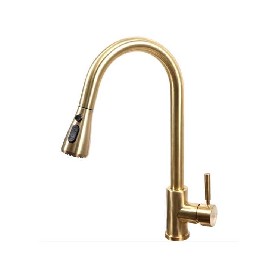 304 stainless steel hot and cold brushed gold Pull out kitchen mixer