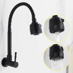 wall mounted  304 stainless steel black Kitchen cold tap with flexible spray