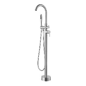Floor stand bathtub faucet European Style 304 Stainless Steel Brushed Bathroom Water Mixer Tap