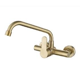 Wall Mounted 304 Stainless Steel Kitchen faucet 2 Hole 360 Swivel Kitchen Mixer Tap