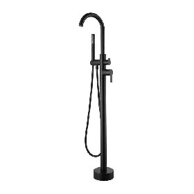 Modern Design Single Handle Free Stand Black Floor stand bathtub faucet With Hand Shower